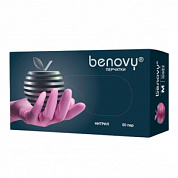 Перчатки нитриловые медицинские BENOVY Nitrile MultiColor, розовые, размер XL, 50 пар в упаковке