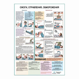 Ожоги, отравления, обморожения, плакат глянцевый А1+/А2+ (глянцевый холст от 200 г/кв.м, размер A1+)