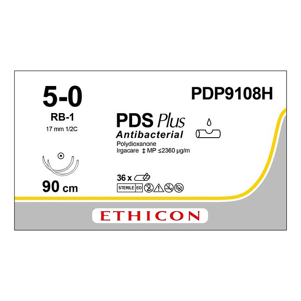 Шовный материал ПДС ПЛЮС 5/0. 90 см. фиолетовый Кол. 17 мм х 2. 1/2 Ethicon