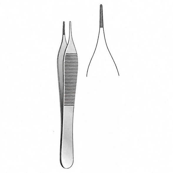 Пинцет анатомический Micro-Adson, прямой 12 см, Surgicon