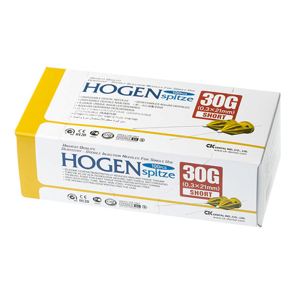 Иглы карпульные 30Gx21mm (0,3 х 21) уп. №100 Ноgen Spitze C-K Dental Ind. Co., LTD