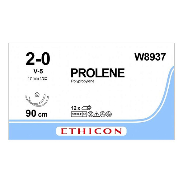 Шовный материал ПРОЛЕН 2/0, 90 см, синий Кол.-реж. 17 мм х 2, 1/2 Ethicon