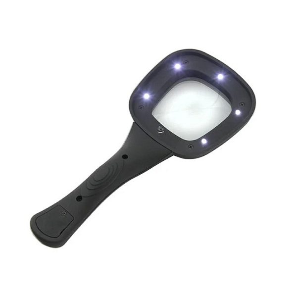 Лупа 600558 (диам.65мм, 3х, с LED подсветкой, 6 светодиодов), Veber