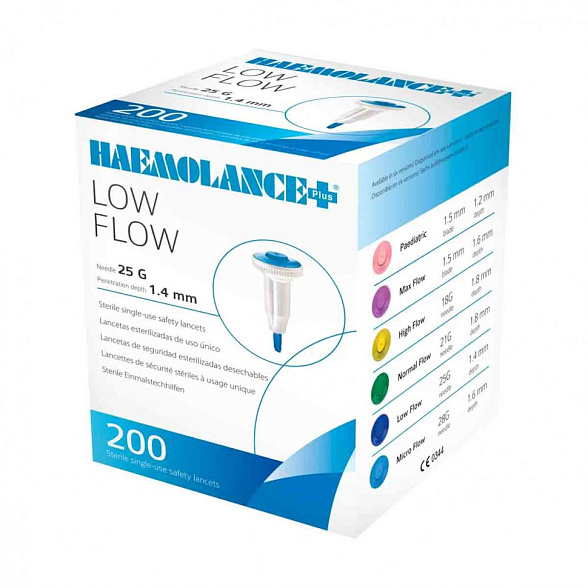 Ланцет Heamolance Plus Low Flow (синий) 25 G, 1,4 мм №200