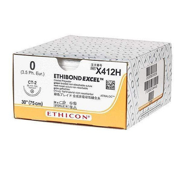 Шовный материал ЭТИБОНД Эксел 0. 90 см. зеленый Кол.-реж. 26 мм х 2. 1/2 Ethicon