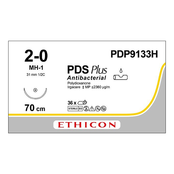 Шовный материал ПДС ПЛЮС 2/0. 70 см. фиолетовый Кол. 31 мм. 1/2 Ethicon
