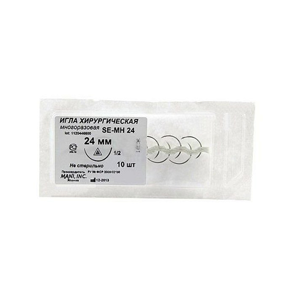Игла хирургическая режущая 24 мм, изгиб 1/2 (d=0,68 мм), № 10, Mani