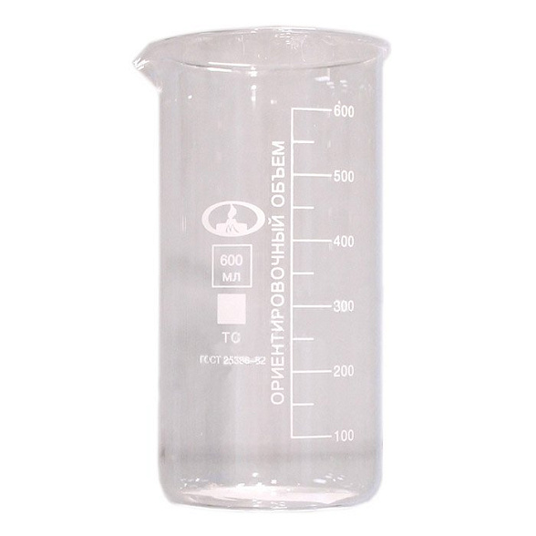 Стакан высокий с делениями и носиком 600 мл В-1-600