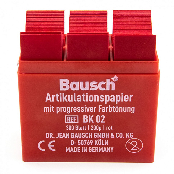 BK 02 бумага артикуляционная Bausch 300 листов, красная 200 мкм