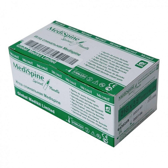 Игла спинальная INEKTA (тип Квинке) G21 Medispine, 25 шт