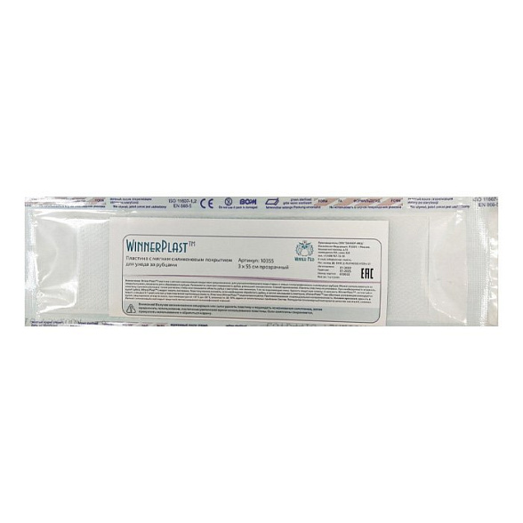 Пластина WinnerPlast 3x55 с мягким силиконовым покрытием прозрачный, 1 шт, WINNER MED
